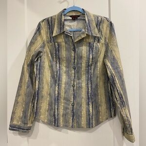 Simon Chang Blouse/Jacket Size 14  Cotton Blend With Spandex
